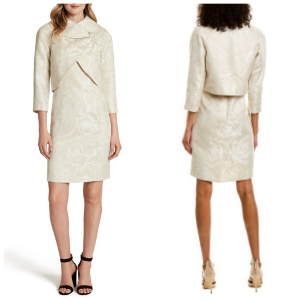 TAHARI VANILLE  ICE JACQUARD PLUS SIZE DRESS